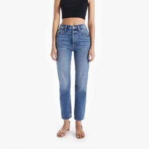 MOTHER Straight Leg Jeans in Medium Blue Wash